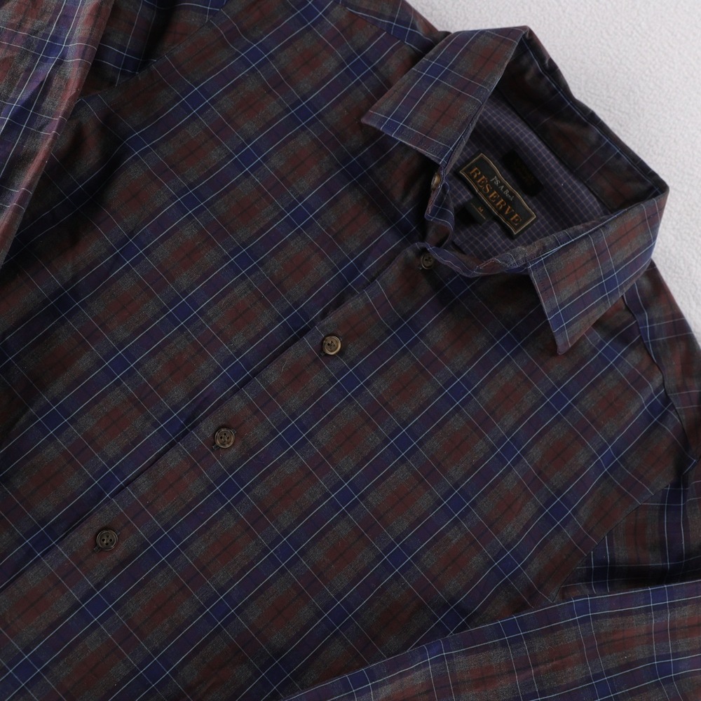 Jos A Bank Reserve Mens Medium Tailored Fit No Wrinkle Plaid Button Down Shirt‎